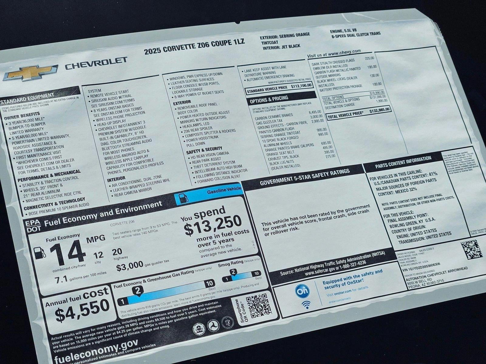 2025 Chevrolet Corvette Z06 1LZ