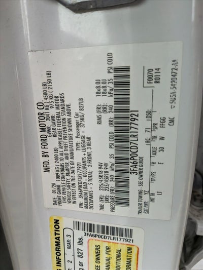2020 Ford Fusion SEL