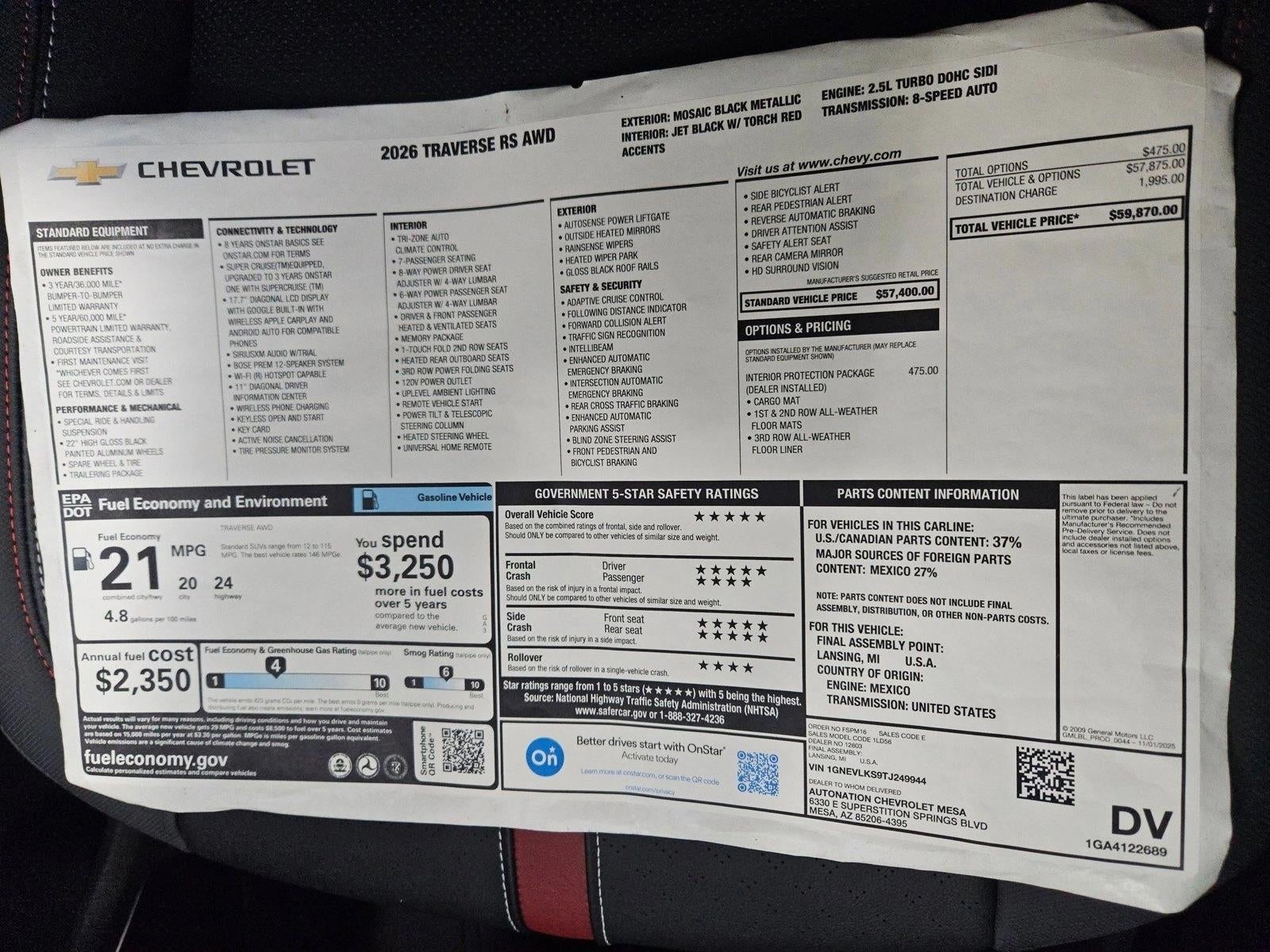 2026 Chevrolet Traverse RS