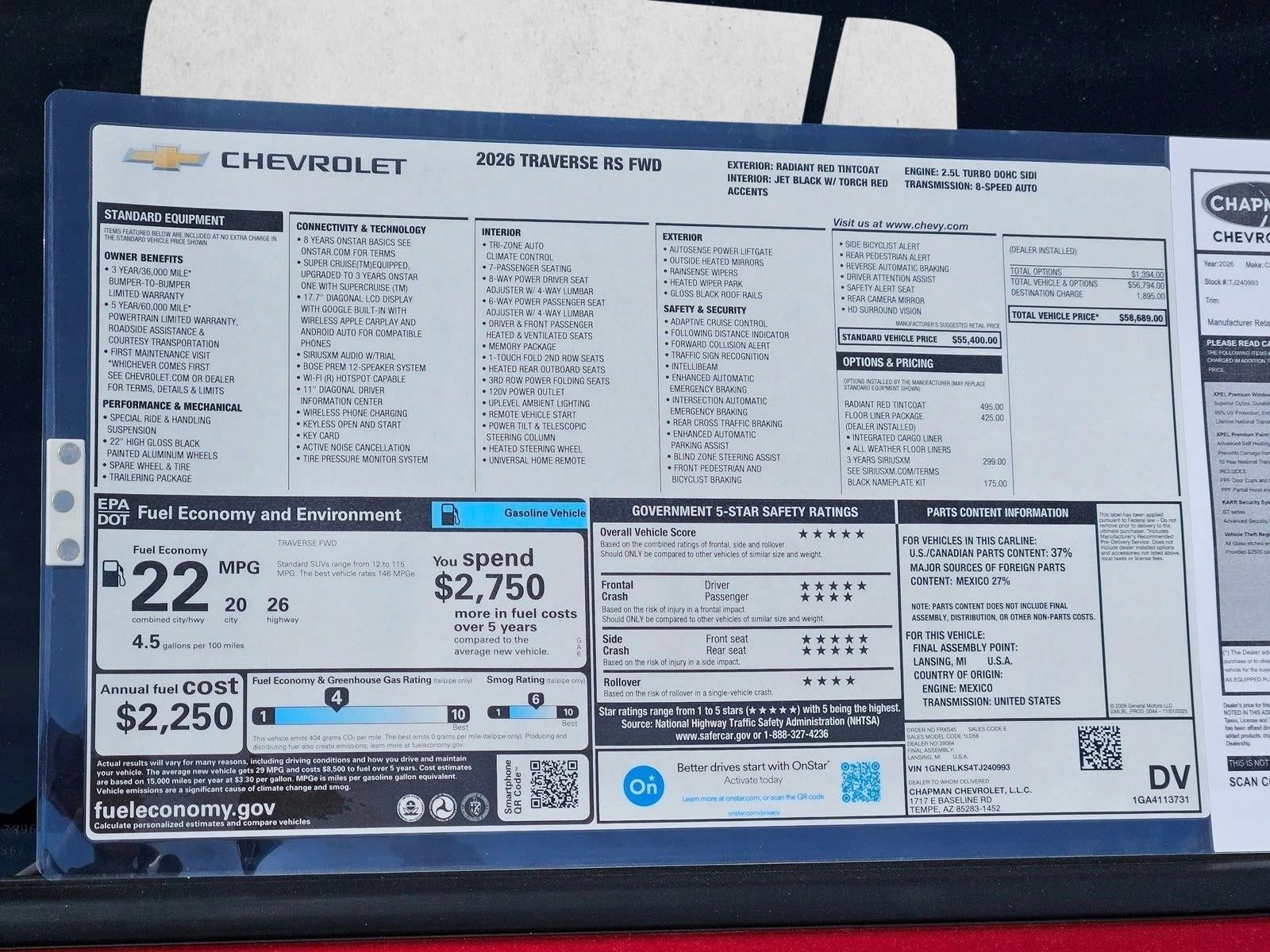 2026 Chevrolet Traverse RS