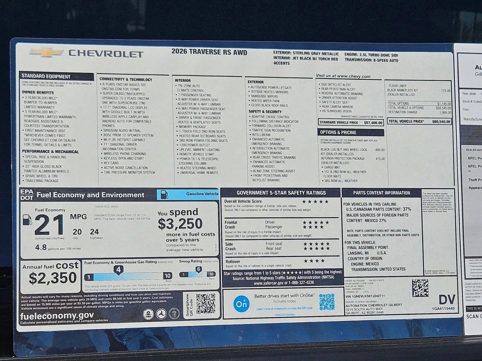 2026 Chevrolet Traverse RS