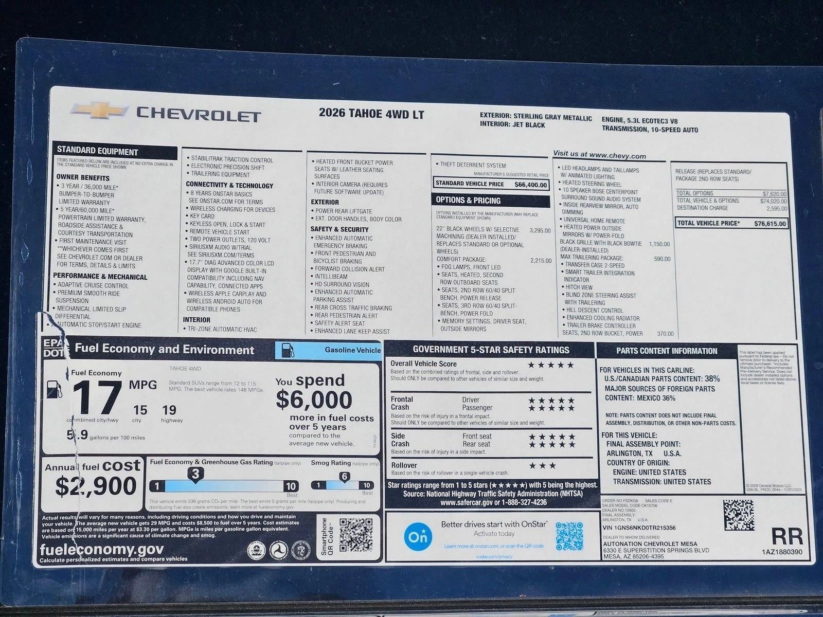 2026 Chevrolet Tahoe LT