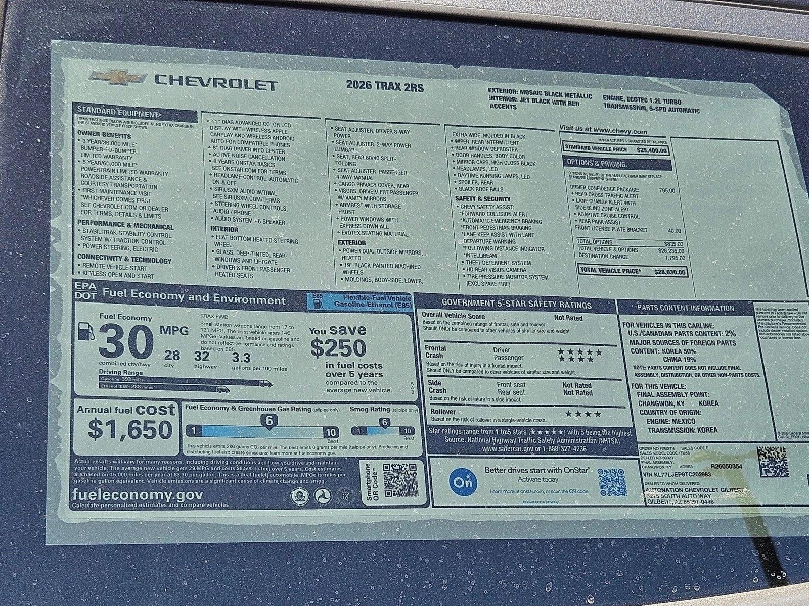 2026 Chevrolet Trax 2RS