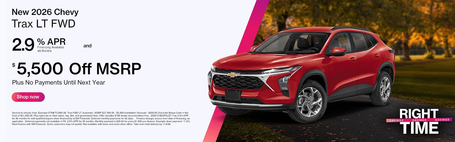 New 2026 Chevrolet Trax APR Offer